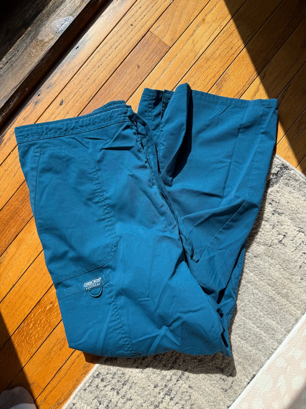 Women’s Cherokee Blue Cargo Scrub Pants with Utility Pockets